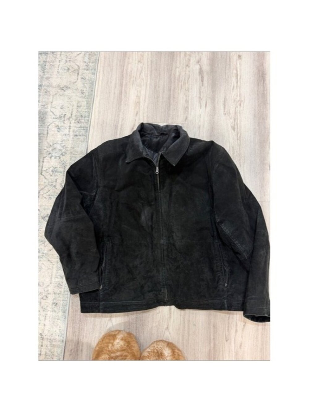 VINTAGE KNIGHTSBRIDGE Men's Black Suede Zip-Front Jacket 2X
